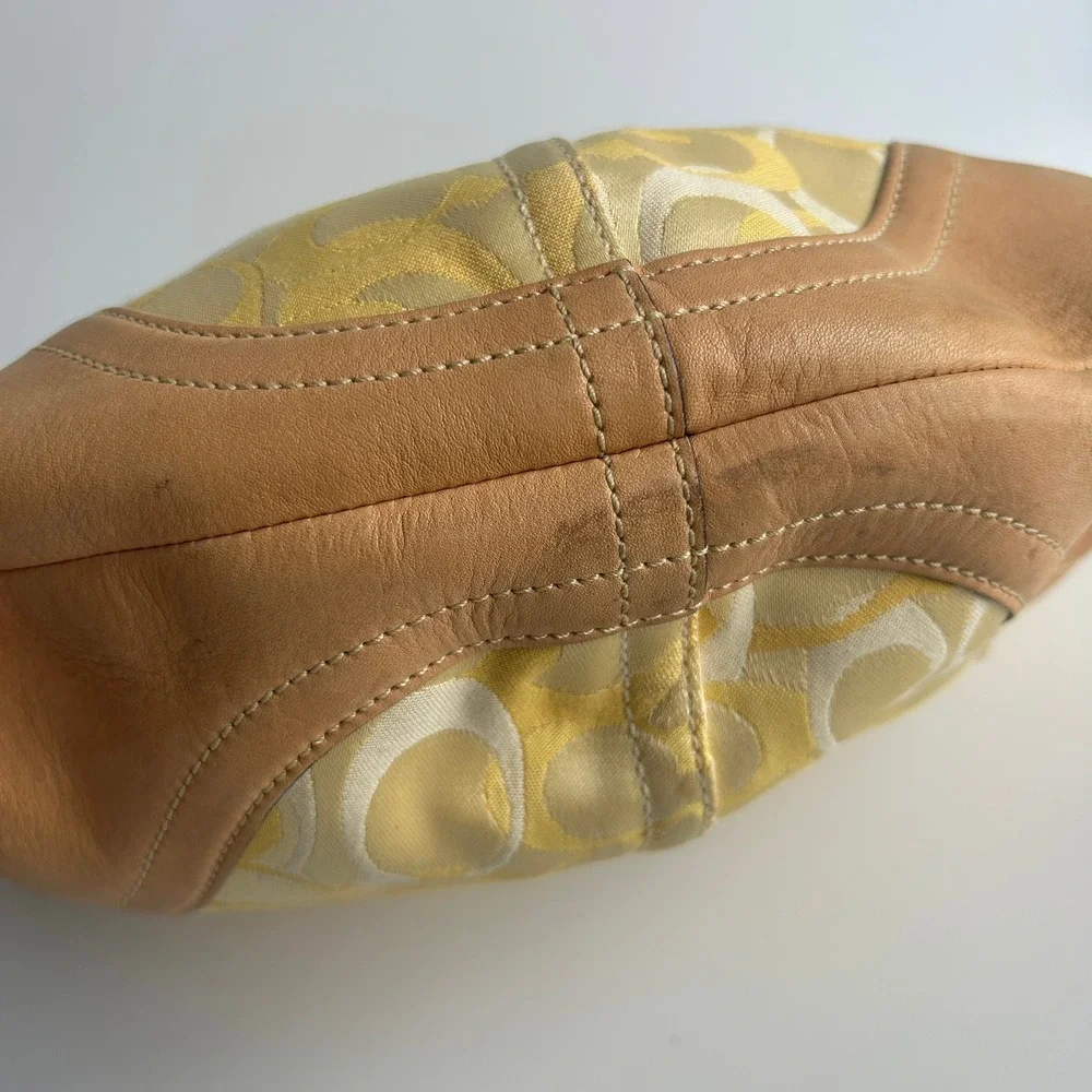 Coach Soho Optic Signature C Yellow Canvas Leather Hobo Bag 1851 Good